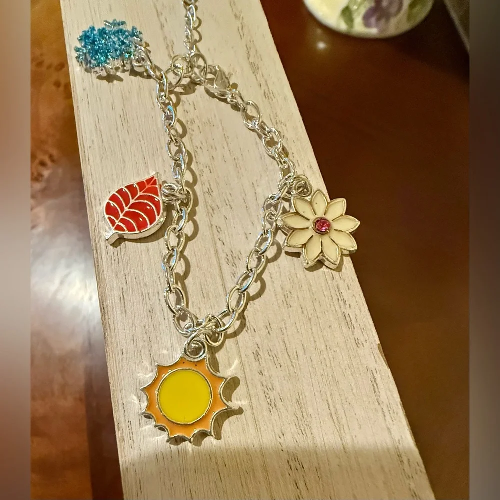 Silver Charm Bracelet with Colorful Charms